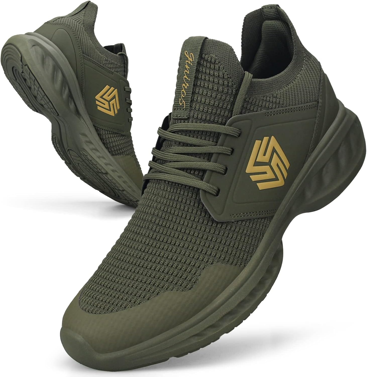 Baskets et Chaussures de Sport Homme Respirant Légères Sneakers Confortables Mode Casual Marche Course Fitness Running Tennis Outdoor Gym Jogging Chaussure 46 EU Vert de L Armée