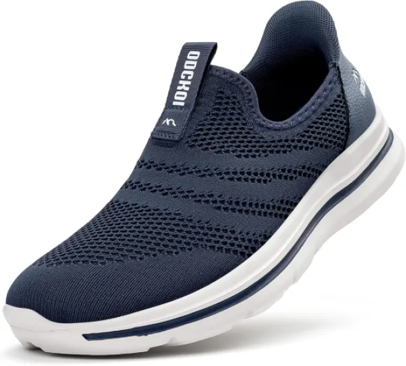 Baskets Slip-on Homme Respirantes - Légères et Confortables pour Ville, Randonnée, Course à Pied - Chaussures de Sport sans Lacets en Mesh Minimalistes 44 EU 1644 Bleu Foncé