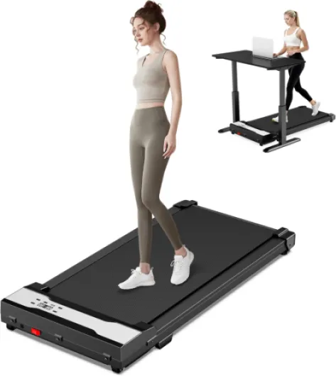 Tapis de Marche Course - Walking Pad 2.5HP Vitesse RÉGLABLE avec Télécommande, 1-6 km/h Treadmill pour Maison Bureau Charge Max 110KG Mcukdae Noir