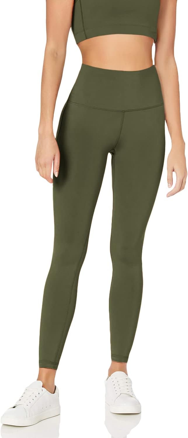 Legging de sport long à taille haute modelant (existe en grandes tailles) Femme S Vert Olive