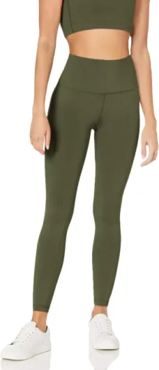 Legging de sport long à taille haute modelant (existe en grandes tailles) Femme S Vert Olive