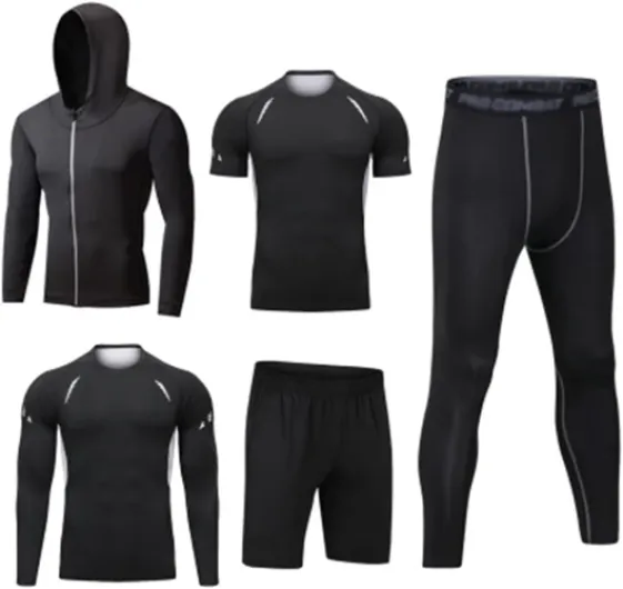Ensemble de survêtement pour Homme Ensemble de Sport 5 pièces Vêtements de Sport Extensibles Ensemble de Course à Pied pour Entraînement de Fitness M Style#4