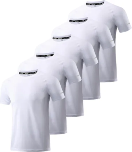 Boyzn Lot de 1, 3, 5 ou 7 t-Shirts Sport pour Hommes - Manches Courtes, Fonctionnels, Respirants et à séchage Rapide - Idéals pour la Course à Pied, Le Fitness, la Musculation et l'été - 5-blanc M