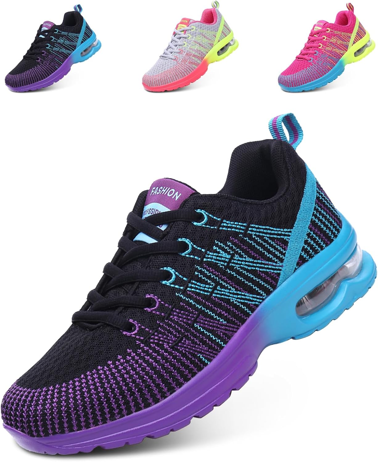 Basket Femme Chaussures de Sport Running Sneaker Air Respirant Chaussures de Course Légères Chaussures de Running Fitness Gym Jogging Outdoor Noir Rouge Gris EU 36-42 Chaussures de Sport Noir A 41 EU