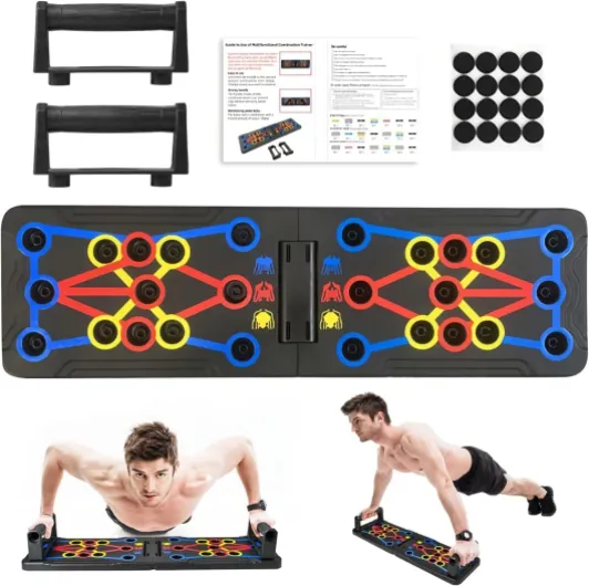 Portable Planche Pompe, Planche Pompe Musculation avec Antiglisse Poignées, Pliable Planche et Appareil de Fitness Système équipement d’Entrainement pour Les Muscle Unisexe noir