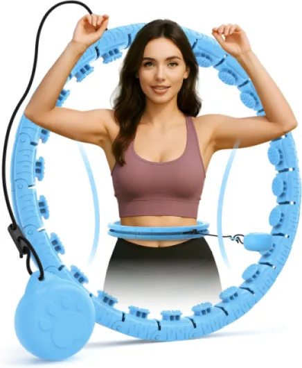 Cerceau Hula Hoop Fitness avec Sweet Poids Boule,Comprend 24 Maillons Détachables, équipement d'exercice Intelligent pour Femme Bleu