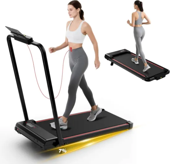 Tapis de Course 4 en 1 Pliable avec Pente 7% – Tapis de Marche Électrique 8km/h, Moteur 2,5CV, Système d’Amorti Avancé, Écran LCD, Cadre Renforcé, 130kg Max – pour Maison & Bureau noir profond