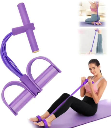 Bande de Résistance Musculation 6 Tubes avec Pédale – Élastique Sport Maison Fitness, Extenseur Élastique avec Poignées Antidérapantes pour Abdominaux et Entraînement Complet Violet 6 Tubes