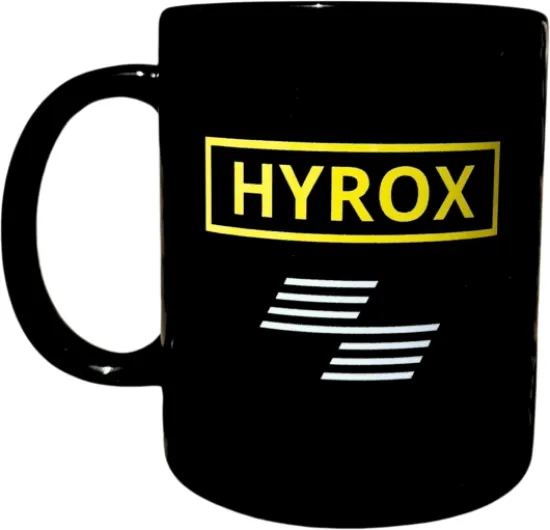 Hybrid Sports Mug Céramique Noir Hyrox 360 ml - Café Thé Idée Cadeau Pour Sportif - Accessoire Fitness & Running - Grande Tasse À Offrir Pour Ami, Collègue, Anniversaire, Famille