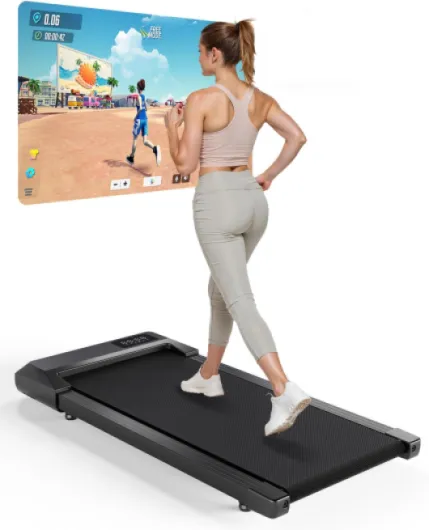Tapis de Marche, Tapis de Course avec LCD Écarn, 2.5 HP Walking Pad avec APP &Télécommande，Charge Max 159 kg, avec Parcours d'Entraînement et Courses, 1-8km/h pour Domicile ou Bureau Noir 90cm