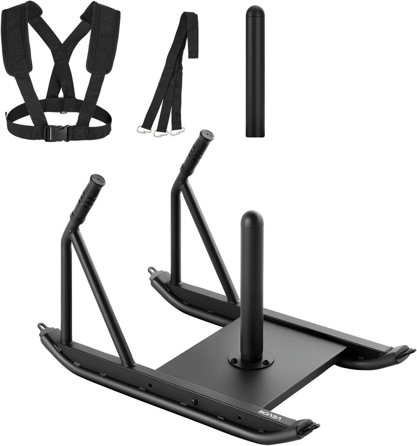 Luge de poids, luge électrique en acier, luge d'entraînement physique pour améliorer la vitesse d'exercice, équipement d'entraînement avec poignée réglable en hauteur Push-Pull Noir