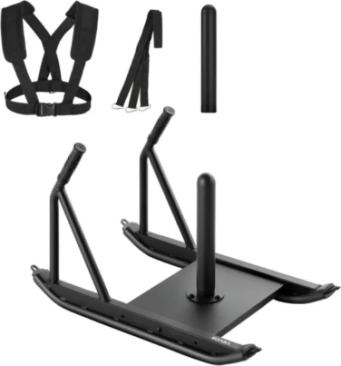 Luge de poids, luge électrique en acier, luge d'entraînement physique pour améliorer la vitesse d'exercice, équipement d'entraînement avec poignée réglable en hauteur Push-Pull Noir