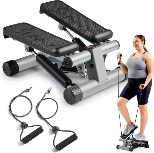 Sunny Health & Fitness Mini Stepper de Fitness pour la Maison, Machine de Step, Appareil de Fitness avec Mouvement de Rotation Optionnel, Bandes de Résistance et Connexion SunnyFit APP Gratuite 01 Original