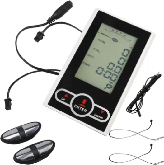 Moniteur de vélo d'appartement avec écran LCD pour vélo stationnaire elliptique avec capteur de fréquence cardiaque, temps, vitesse, calories, distance, équipement de fitness