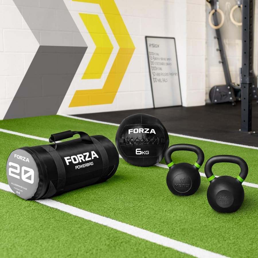 FORZA Équipement d’Entraînement de HYROX pour Hommes - Kit d'Entraînement Fonctionnel avec Kettlebells, Sac Lesté et Wall Ball - HYROX et Renforcement Musculaire Ensemble de Poids Standard