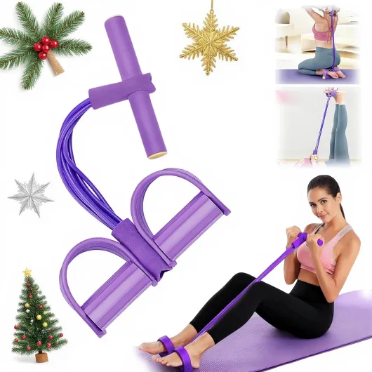 Bande de Résistance Musculation 6 Tubes avec Pédale – Élastique Sport Maison Fitness, Extenseur Élastique avec Poignées Antidérapantes pour Abdominaux et Entraînement Complet Violet 6 Tubes