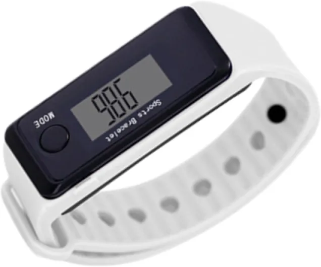 Compteur d'activité sportive portable – Compteur électronique à main, montre de marche portable - Analyseur de mouvement, gadget de suivi de routine d'exercice, enregistreur de performance athlétique Blanc