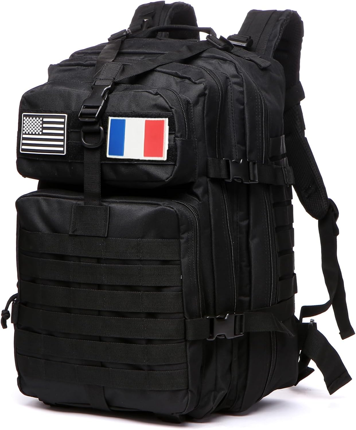 Sac À Dos Tactique 50 Litres - Grande Capacité Système MOLLE Militaire Imperméable Idéal Pour Urgences De 3 Jours Chasse Randonnée Et Camping Sac À Dos Pour De Plein Air Noir