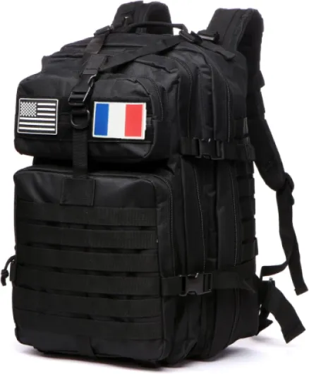 Sac À Dos Tactique 50 Litres - Grande Capacité Système MOLLE Militaire Imperméable Idéal Pour Urgences De 3 Jours Chasse Randonnée Et Camping Sac À Dos Pour De Plein Air Noir