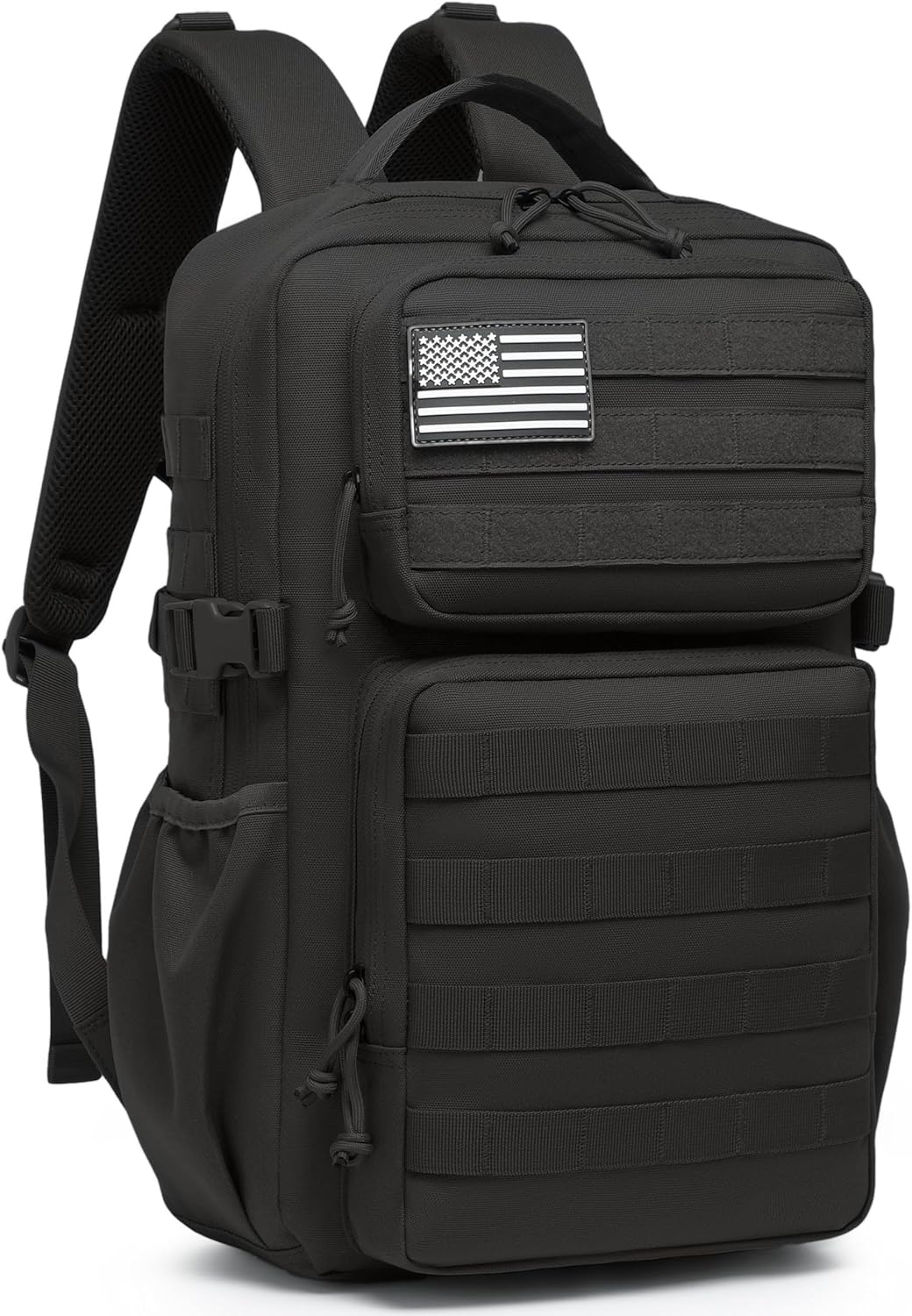 Wotony Sac à dos tactique militaire pour homme - Étanche - Sac d'assaut de 3 jours avec porte-bouteille d'eau (noir, 25 l) 25 l Noir