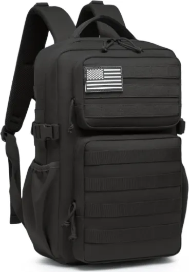Wotony Sac à dos tactique militaire pour homme - Étanche - Sac d'assaut de 3 jours avec porte-bouteille d'eau (noir, 25 l) 25 l Noir