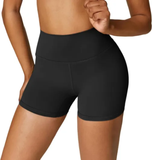 4How Short de Sport Femme en Coton Taille Haute Anti-Transparent Confortable Respirant Yoga Fitness Course à Pied Cyclisme Entraînement Boxer Quotidien 1 Noir L