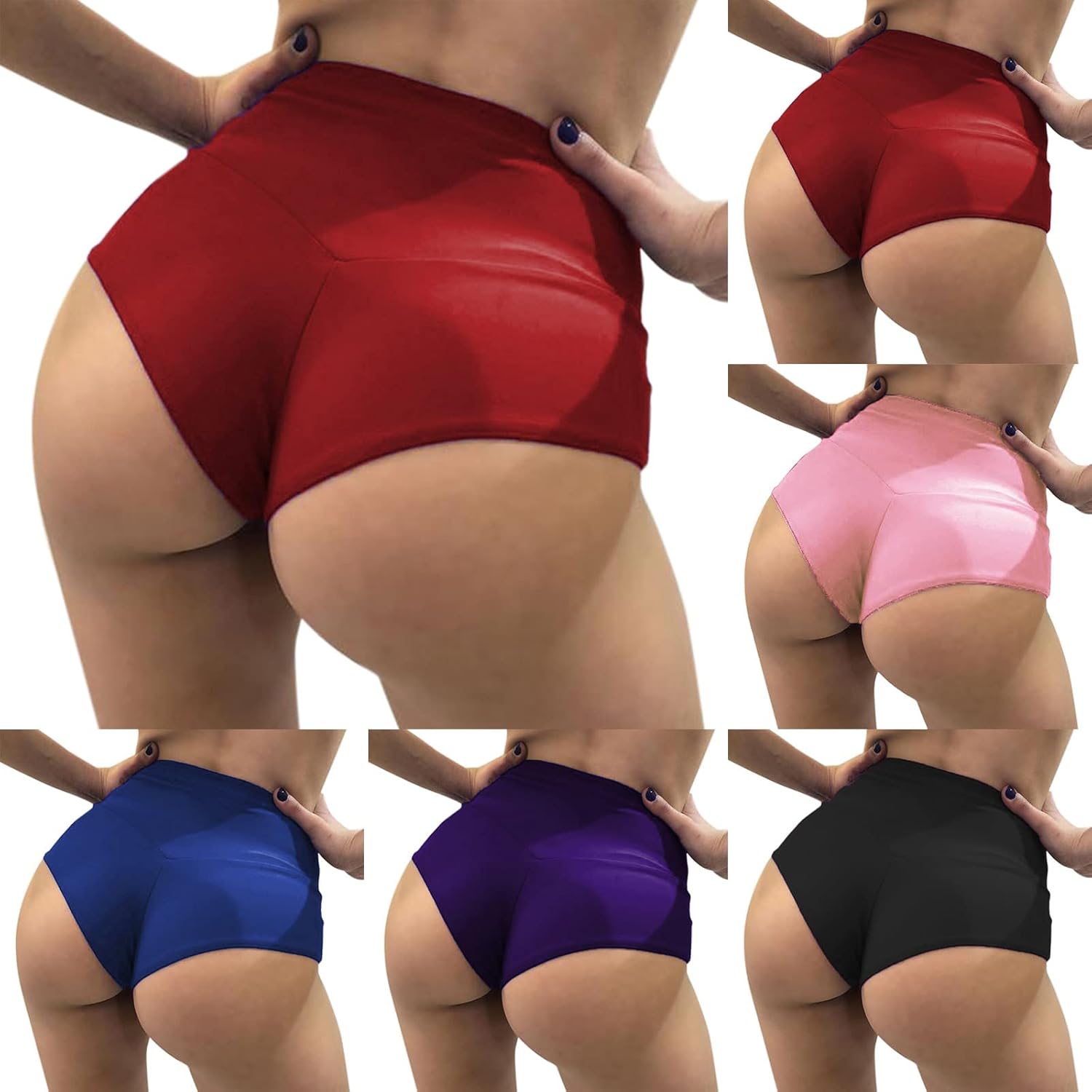 Générique Short Pole Dance Femme - Femmes Taille Haute Couleur Unie Mince Hanche Stretch Pantalon Fesses Ventre Sport Yoga Pantalon Couleur Unie Pantalon décontracté Pantalon Taille Haute Chic M Rouge