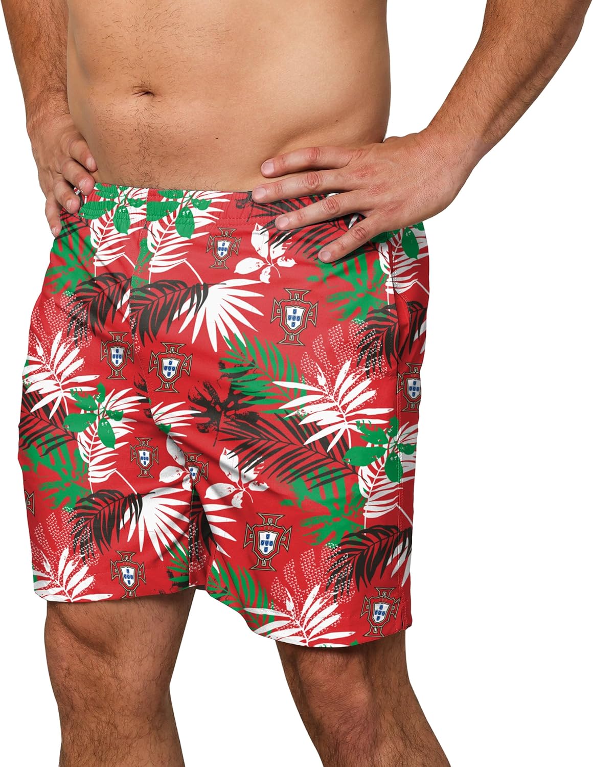 FOCO Chemise de football à manches courtes pour homme - Motif floral - Produit officiel M Portugal