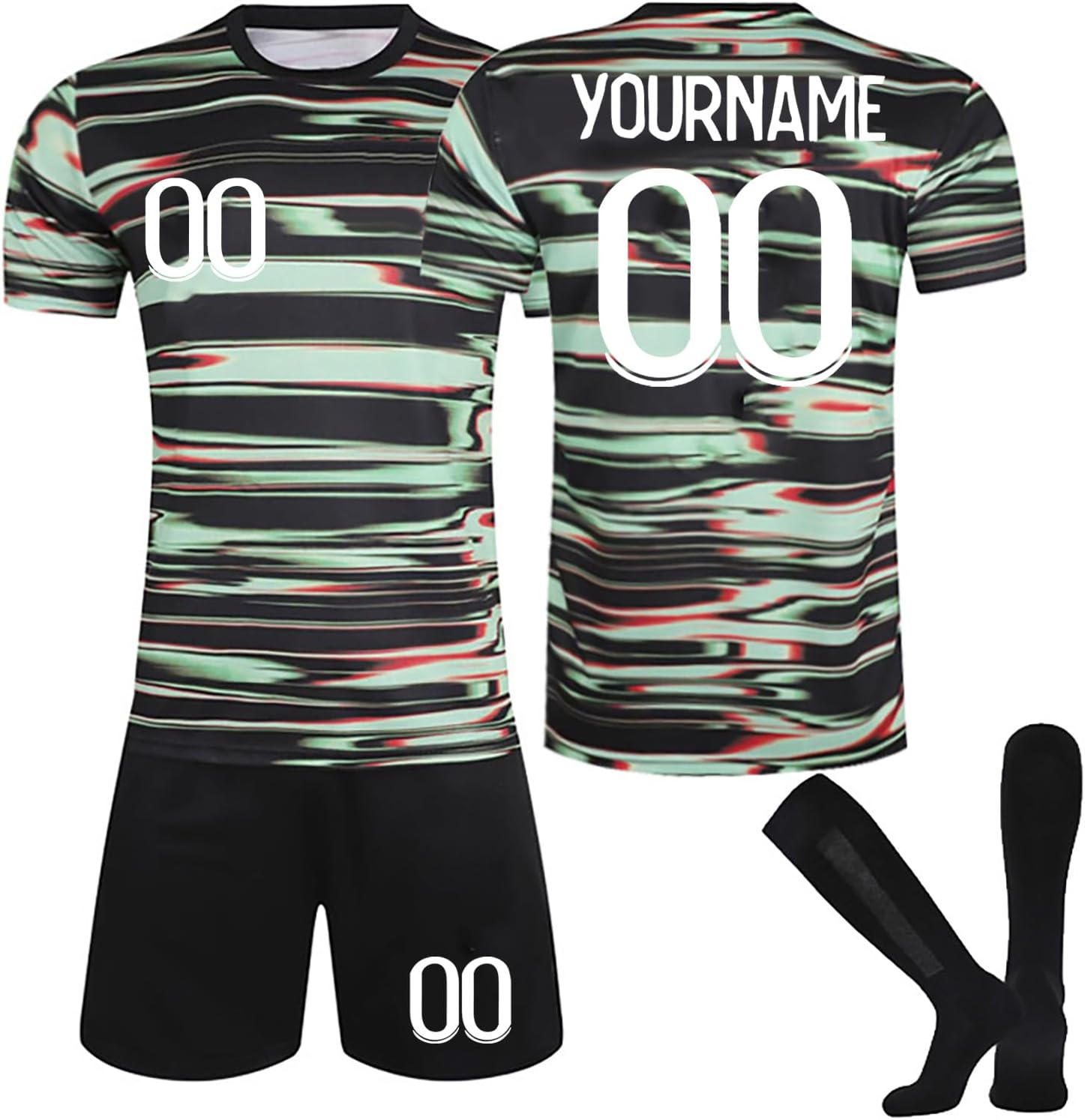 Maillot de Football Portugal 24/25/26 Personnalisé avec Nom Nombre pour Garçon Et Homme, Ensemble de Foot Entraînement T-Shirt Short et Chaussettes Portugal 1 Taille unique