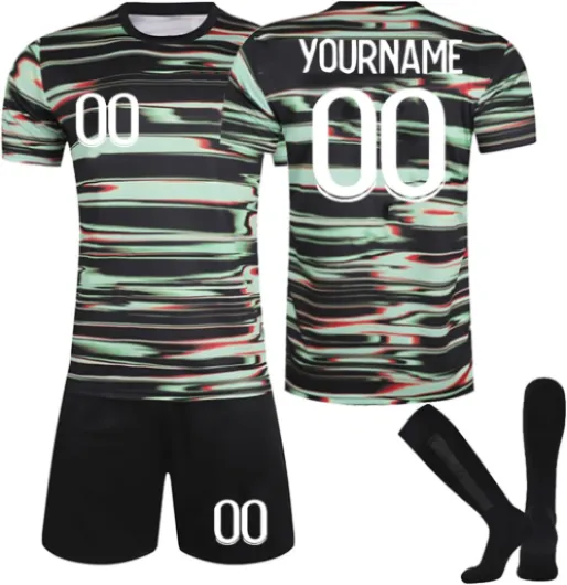 Maillot de Football Portugal 24/25/26 Personnalisé avec Nom Nombre pour Garçon Et Homme, Ensemble de Foot Entraînement T-Shirt Short et Chaussettes Portugal 1 Taille unique