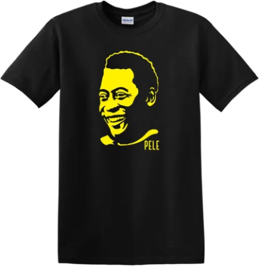 Revolutionary Tees Pele T-shirt rétro Coupe du monde du football brésilien Légende du Brésil M Noir