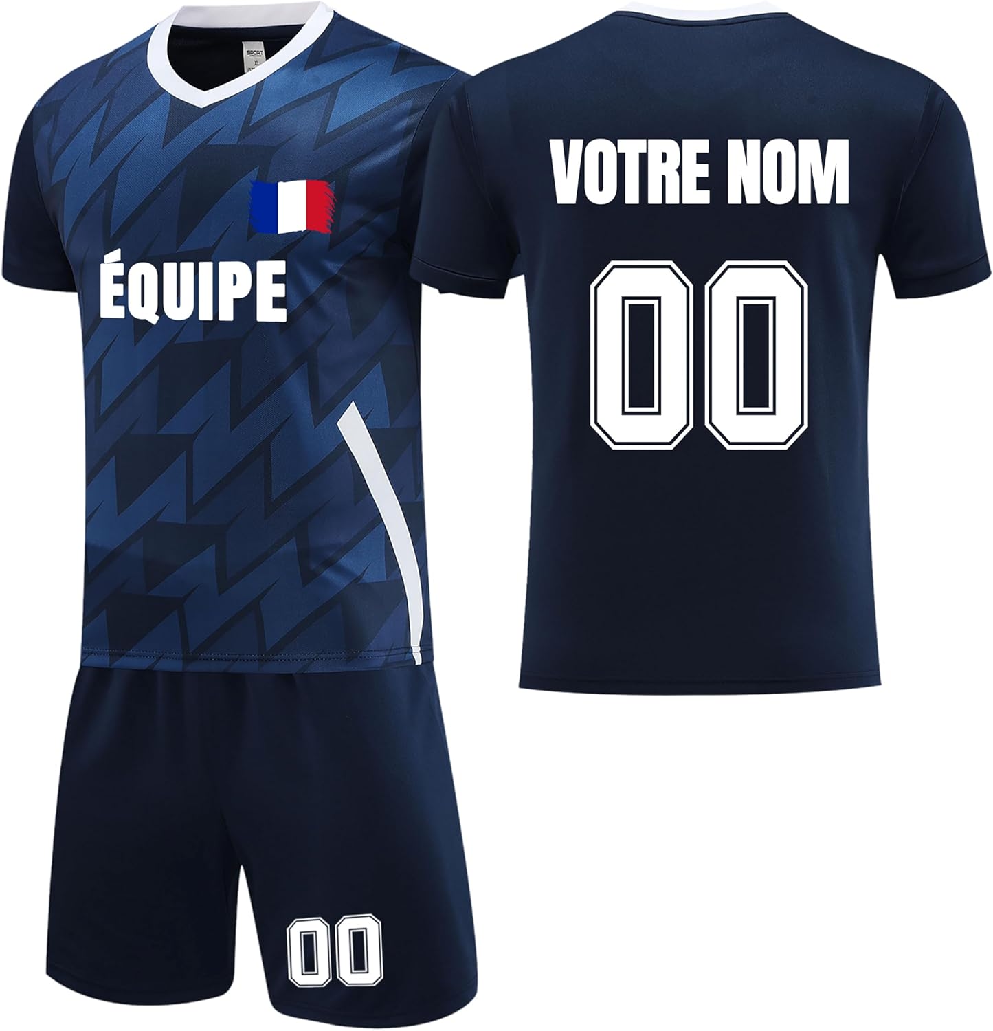 Générique Maillot de Foot Personnalisé avec Nom, Numéro et Logo, Ensemble de Foot Enfant, Maillot de Football Homme, Maillot de Foot Personnalisé pour Enfant et Adulte A-bleu