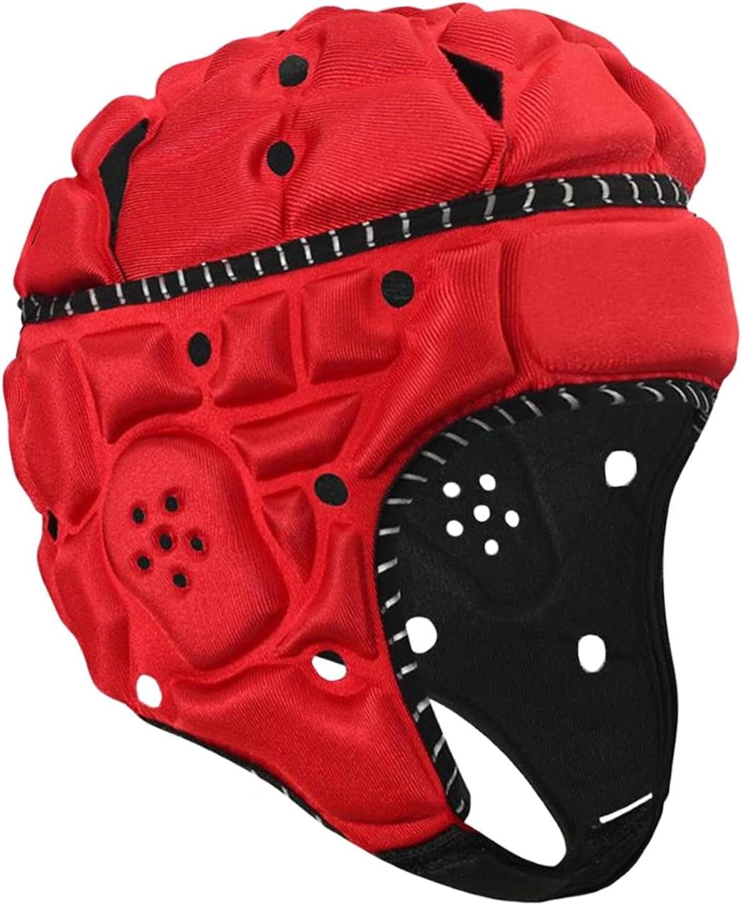 Perfk Casque de Rugby pour Enfants, Casquette Scrum, Rembourrage Souple, Protection pour Gardien de But, entraînement, Football, Roller Rouge