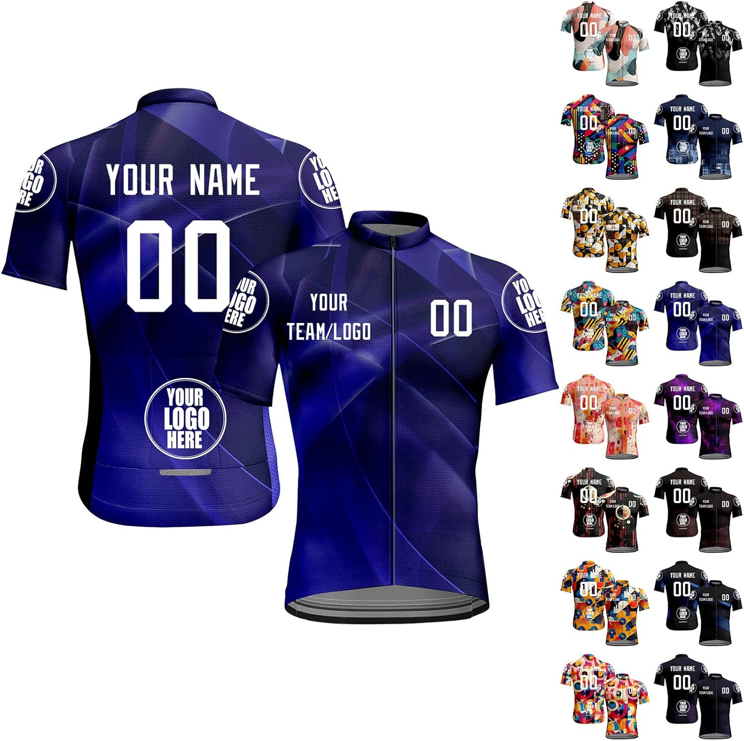 Maillots de Cyclisme personnalisés,Chemises de Cyclisme à Manches Courtes avec nom/numéro/Logo Personnel Taille unique Style 3