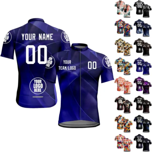 Maillots de Cyclisme personnalisés,Chemises de Cyclisme à Manches Courtes avec nom/numéro/Logo Personnel Taille unique Style 3