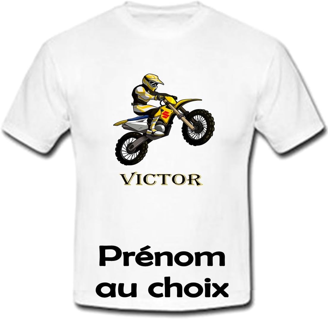 Tshirt personnalisé Moto Cross Suzuki prénom et Taille au Choix 2-4 ans