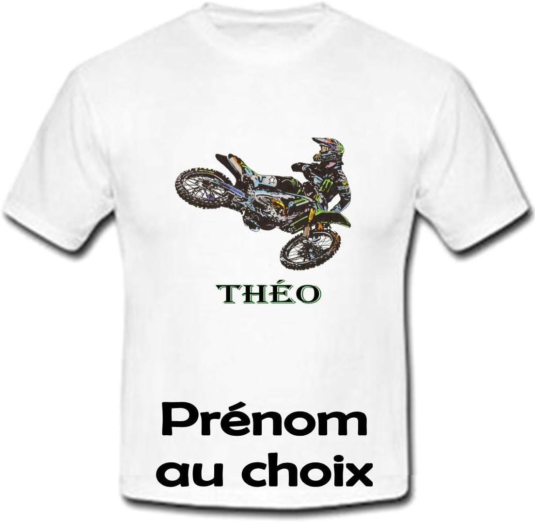 Tshirt personnalisé Moto Cross prénom et Taille au Choix 4-6