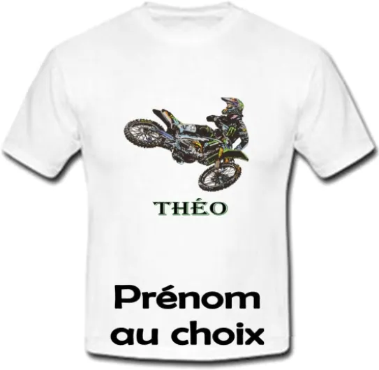 Tshirt personnalisé Moto Cross prénom et Taille au Choix 4-6