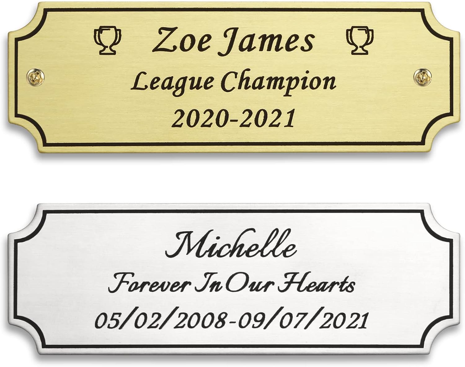 7,6 x 2,5 cm,Plaque Gravée élégante Personnalisée, Plaque Commémorative Personnalisée Pour Trophée, Cadres, Urne, Plaque Gravée au Laser en Laiton ou en Acier Inoxydable