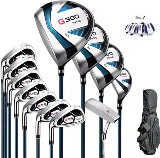 PGM Ensemble complet de clubs de golf pour homme gaucher – 12 pièces – 3 bois (#1,3,5), 1 hybride (#4H), 6 fers (#5,6,7,8,9,PW), 1 cale de sable (55°), 1 putter – Sac de golf