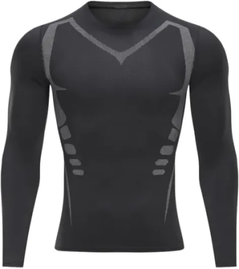 Maillot Compression à Manches Longues pour Homme Sports Séchage Rapide pour Course à Pied Fitness L Noir