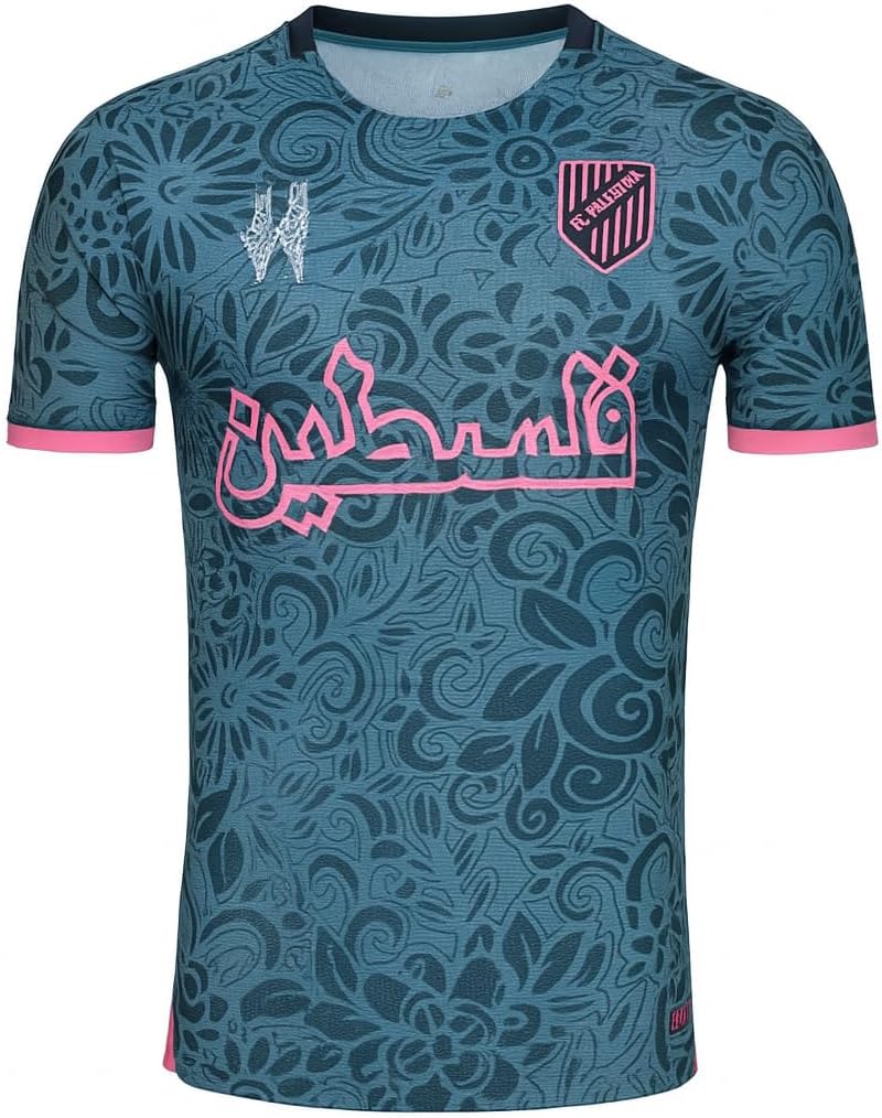 Maillot Palestine Homme – Édition Limitée – Lettrage Arabe – Noir et Rose – Sport & Streetwear XL Gris