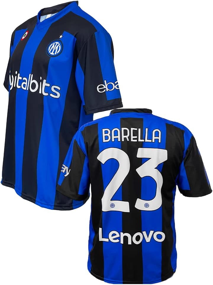 Maillot Inter Nicolo' Civière 23 Home 2021 2022 Réplique officielle (taille 2 4 6 8 10 12 Ans Enfant Garçon) (taille S M L XL XXL Adulte) Bleu, Noir, Or 100% Polyester 12 ans Bleu, Noir, Or