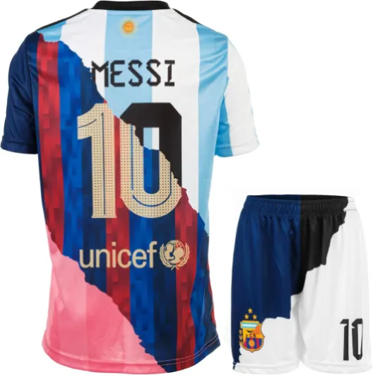 YOHA Argentine Miami Barcelona Trio Édition Spéciale Vintage Leo #10 Maillot de Football et Short pour Enfants Set Cadeau Tailles Jeunesse Mixte 176 (12-13 Années)