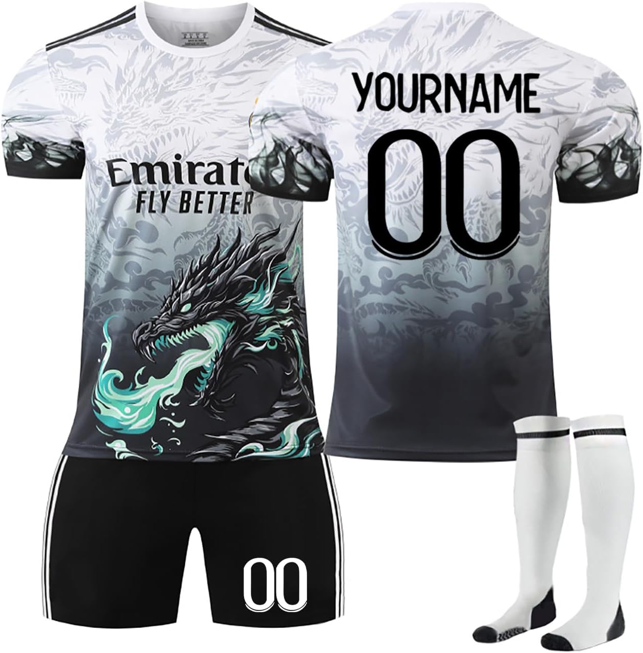 Générique DIY Maillots et Ensembles et Enfants de Football Strips Personnalisés Maillots de Soccer 24 25 26 Home Away avec Nom et Numéro T-Shirt de Football Gifts pour Adultes et Enfants A14 Taille unique