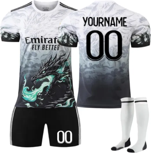 Générique DIY Maillots et Ensembles et Enfants de Football Strips Personnalisés Maillots de Soccer 24 25 26 Home Away avec Nom et Numéro T-Shirt de Football Gifts pour Adultes et Enfants A14 Taille unique