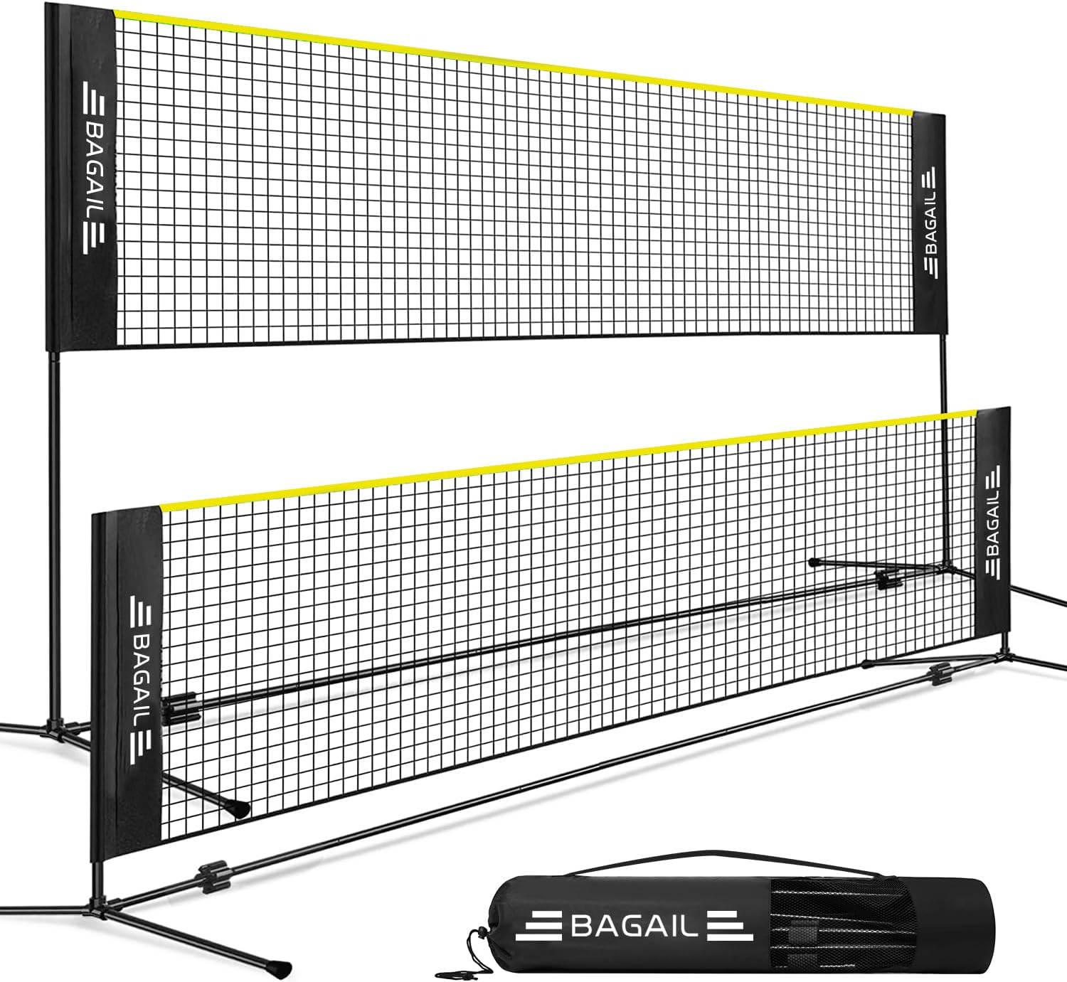Filet de Badminton, Filet en Nylon Pliable, Support réglable en Hauteur et Sac à Main Portable, Facile à Assembler ou à démonter, idéal pour Le Tennis, Le Badminton pour Enfants ou Le Volley - Ball 3M jaune et noir