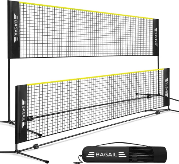 Filet de Badminton, Filet en Nylon Pliable, Support réglable en Hauteur et Sac à Main Portable, Facile à Assembler ou à démonter, idéal pour Le Tennis, Le Badminton pour Enfants ou Le Volley - Ball 3M jaune et noir