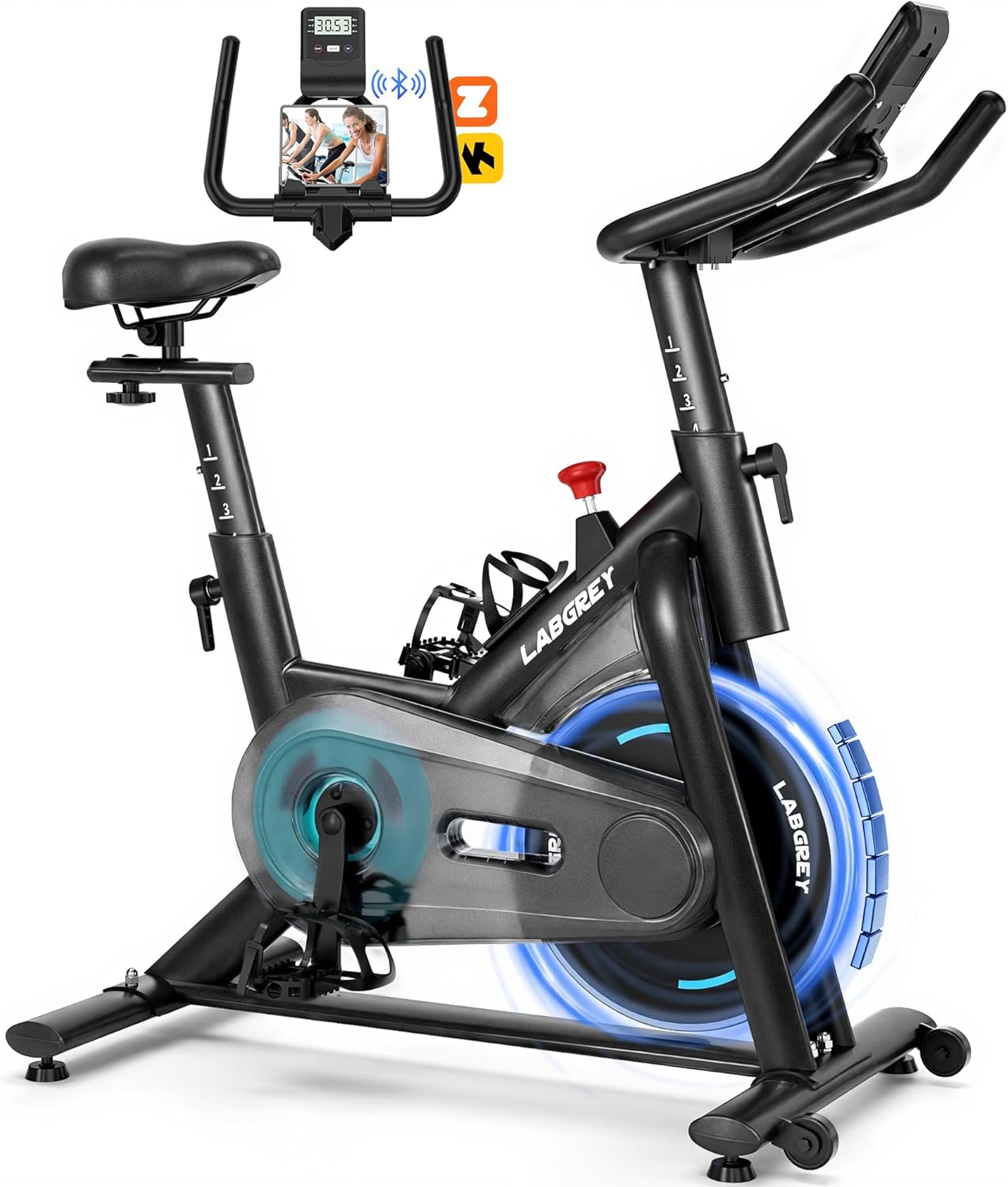 Vélo d'Appartement, Vélo de Fitness d'Exercice d'Intérieur Silencieux avec Écran LCD, Guidon et Siège Réglables, Résistance Ajustable pour l'Entraînement Cardio à la Maison Bleu