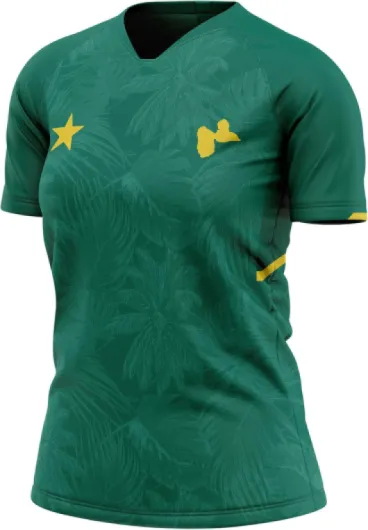 Maillot Guadeloupe Femme Football 971 Microfibre Confortable, Cadeau, avec Drapeau, Tshirt S Vert
